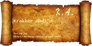 Krakker Abád névjegykártya